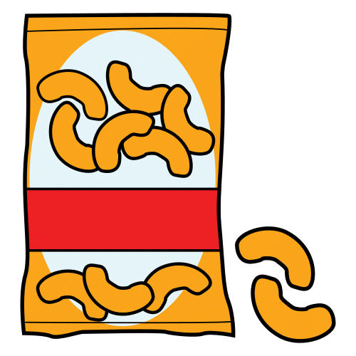 bag of cheese-flavoured crisps