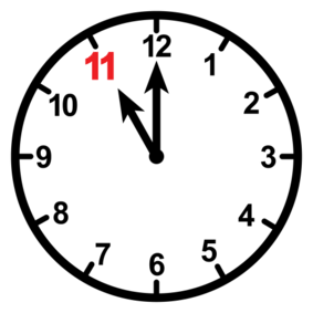 exactly eleven o'clock, eleven o'clock