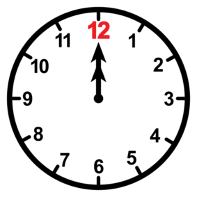 twelve o'clock, exactly twelve o'clock