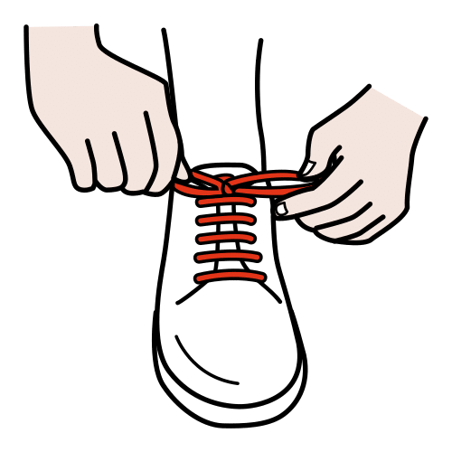 tie the trainers' laces