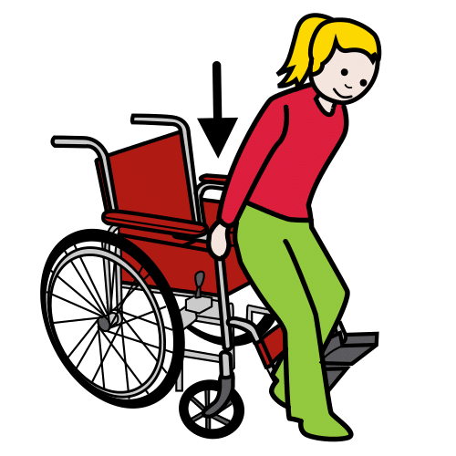 sit on the wheelchair
