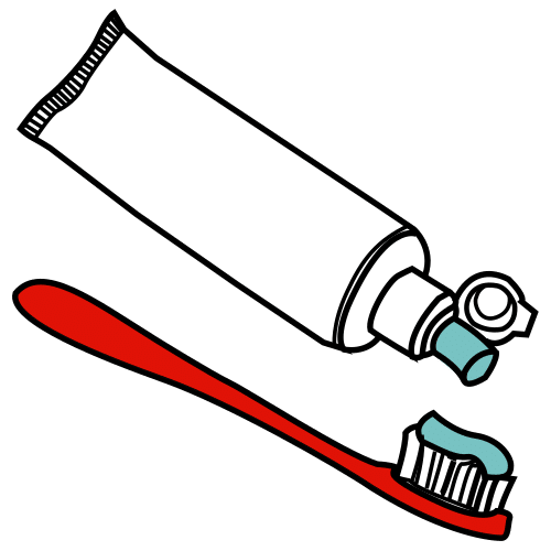 toothpaste and brush