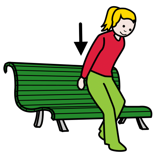 sit down on bench
